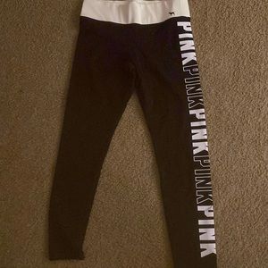 Pink brand black and white leggings. New. Large